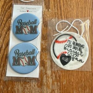 Baseball Mom Car Coasters Set
